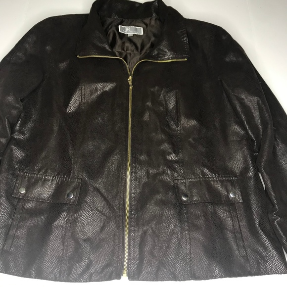 JM Collection size 14 jacket zip front Chocolate - Picture 1 of 6
